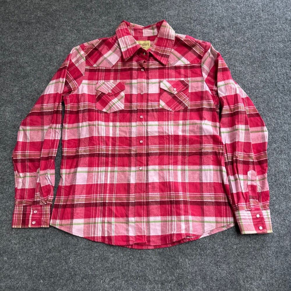 Cowgirl Legend Shirt Womens XXL Pink Plaid Viscose Western Pearl Snap LS